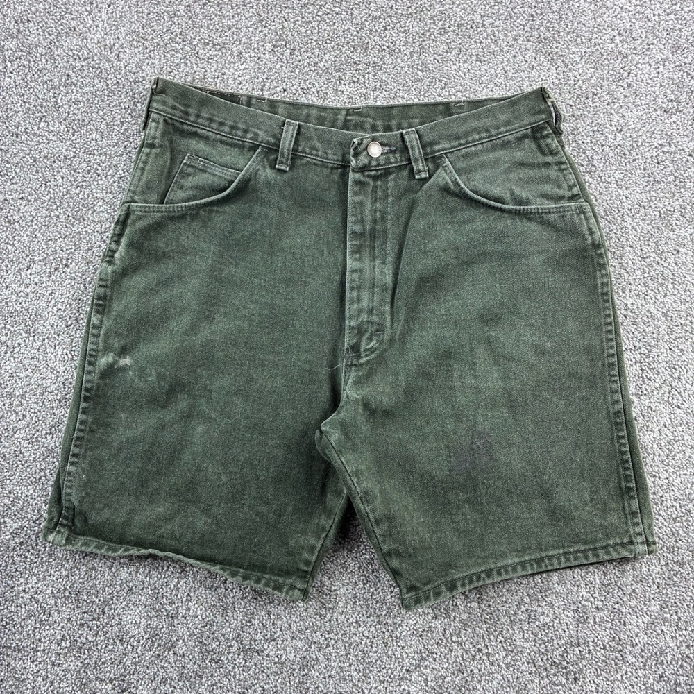 Vintage Wrangler Denim Shorts Mens 34 Green Denim Workwear Casual 60601PS